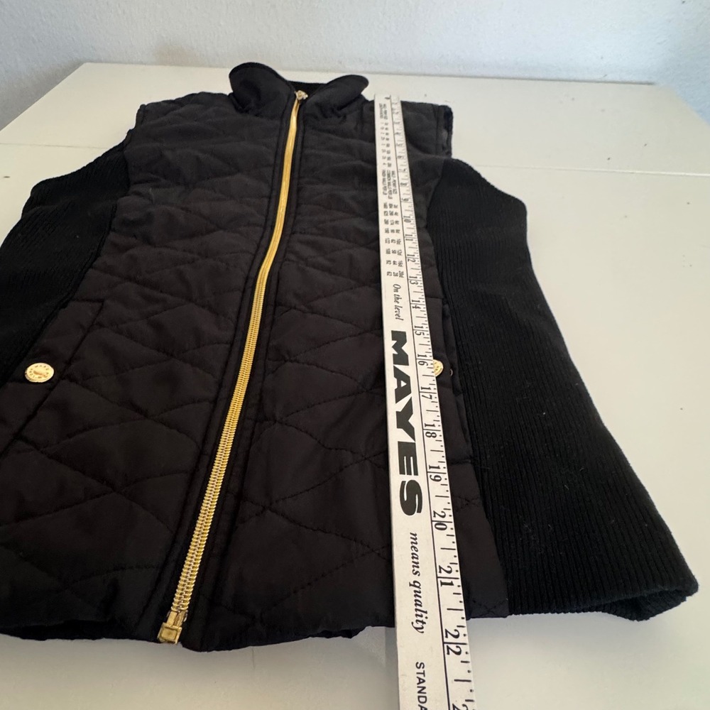 Marc New York Andrew Marc Black Quilted Puffer Vest Gold Zipper Ribbed Sides PS - Picture 11 of 12